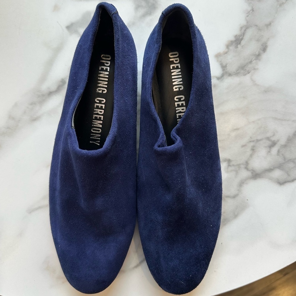 Opening Ceremony Blue Suede Slip On Shoes size 36